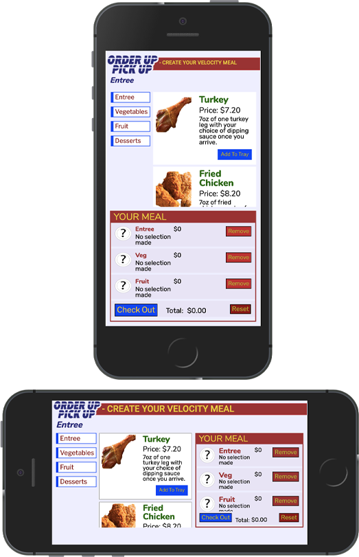 order up pick up app home and meat pages